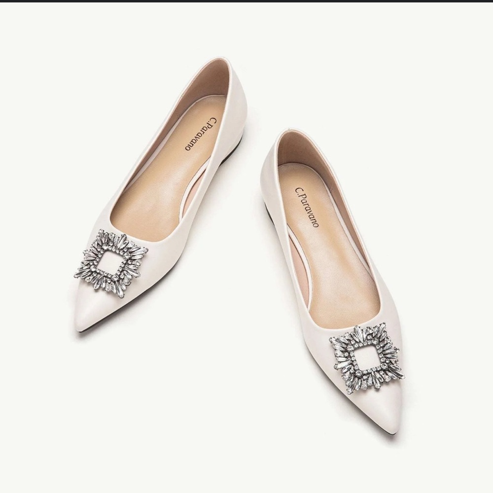 Chic White Flats with Embellished Detail